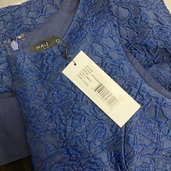 Halston Heritage Floral Jacquard Dress Sleeveless Cocktail - Picture 13 of 14